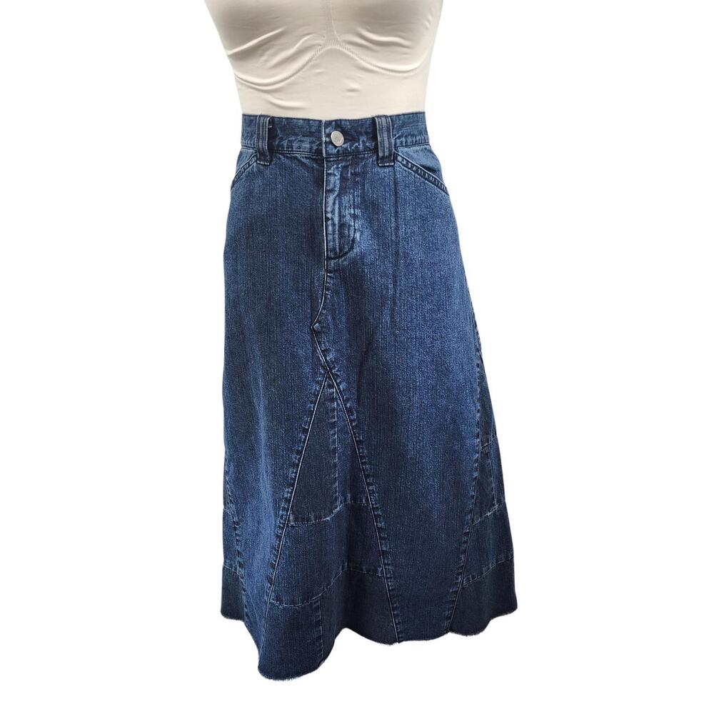 Calvin Klein Jeans. Y2K, Midi Length, Patch/Paneled Denim Skirt. 2